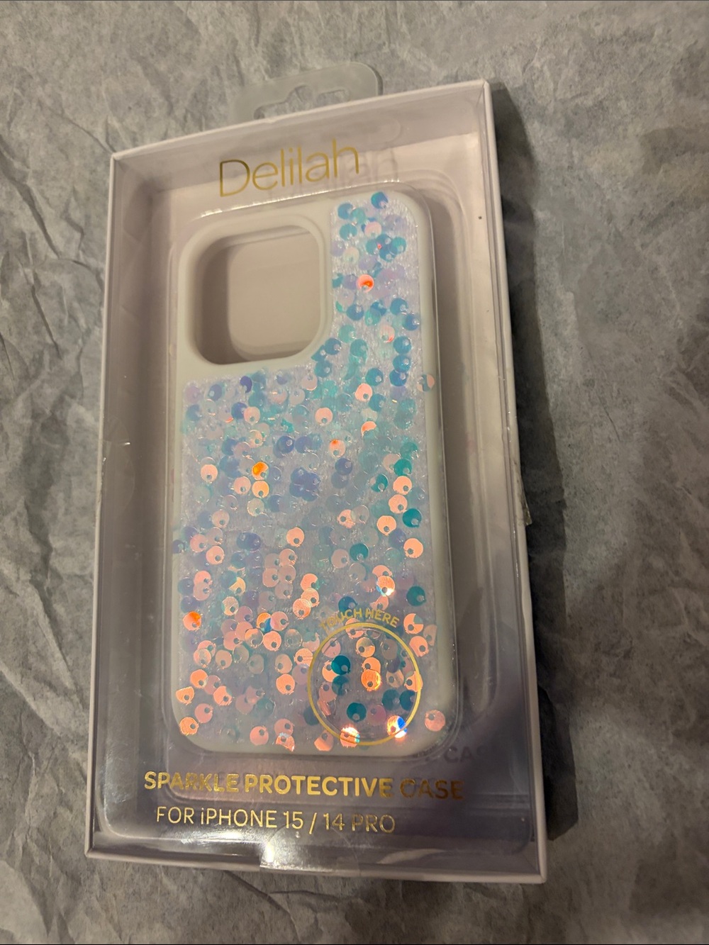 Elila Iridescent Sequin Sparkle Case in Blue and Pink